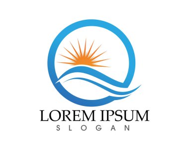 Güneş ve su dalgası Logo şablonu vektör çizim tasarım