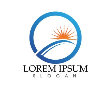 Güneş ve su dalgası Logo şablonu vektör çizim tasarım