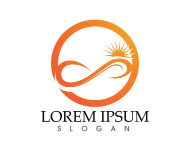 Güneş ve su dalgası Logo şablonu vektör çizim tasarım