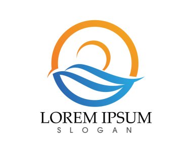 Güneş ve su dalgası Logo şablonu vektör çizim tasarım