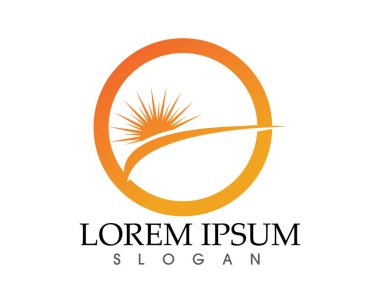 Güneş ve su dalgası Logo şablonu vektör çizim tasarım