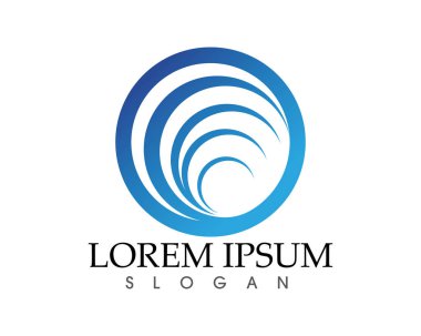 Güneş ve su dalgası Logo şablonu vektör çizim tasarım