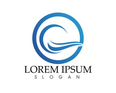 Güneş ve su dalgası Logo şablonu vektör çizim tasarım