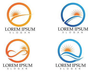 Güneş ve su dalgası Logo şablonu vektör çizim tasarım