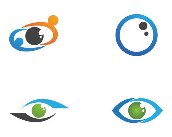 โลโก้และสัญลักษณ์การดูแลดวงตา แอพพลิเคชันไอคอนต้นแบบของเวกเตอร์ — ภาพเวกเตอร์สต็อก