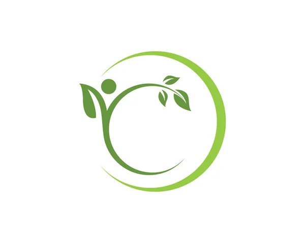 葉の緑の自然のロゴとシンボルのテンプレート ベクトル — ストックベクタ