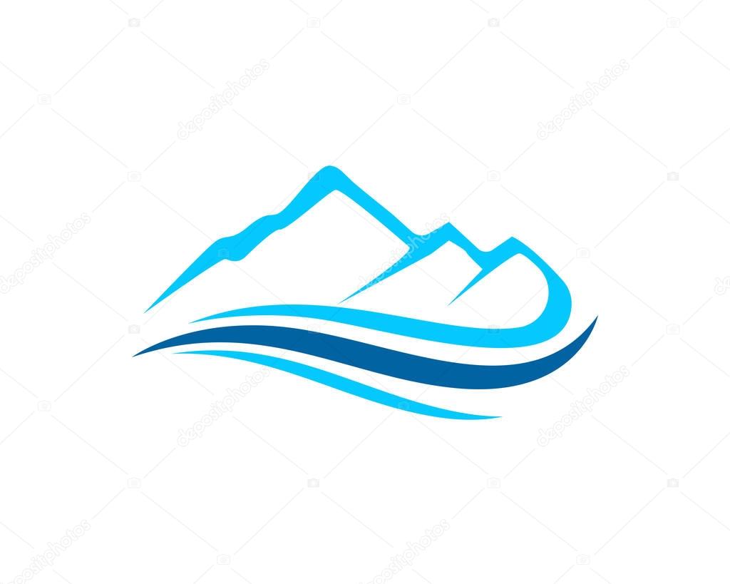 Mountain and water Logo Business Template Vecto