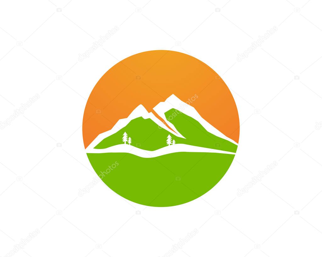 Mountain and water Logo Business Template Vecto