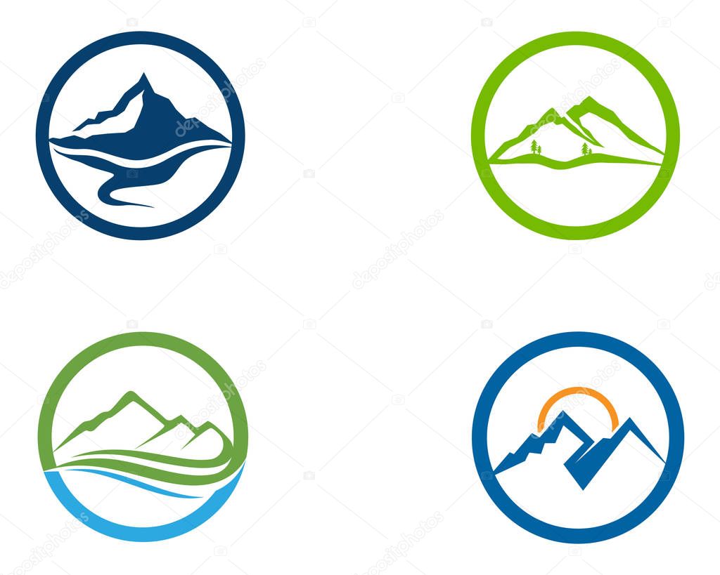 Mountain and water Logo Business Template Vecto