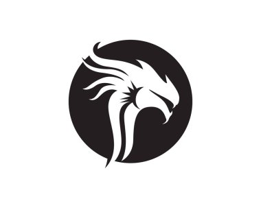 Baş ejderha düz renk logosu vektör çizimi