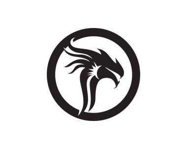 Baş ejderha düz renk logosu vektör çizimi