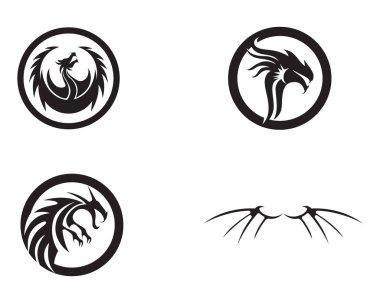 Baş ejderha düz renk logosu vektör çizimi