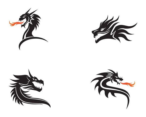 Gambar vektor logo warna rata kepala naga - Stok Vektor
