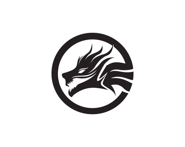 Hoofd draak platte kleur logo template vector illustratie — Stockvector