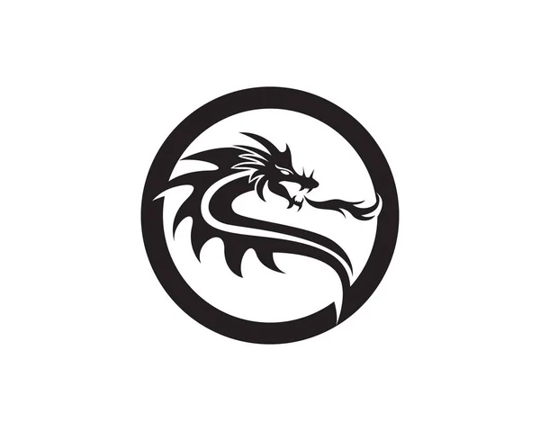 Dragão cabeça cor plana logotipo modelo vetor ilustração —  Vetores de Stock