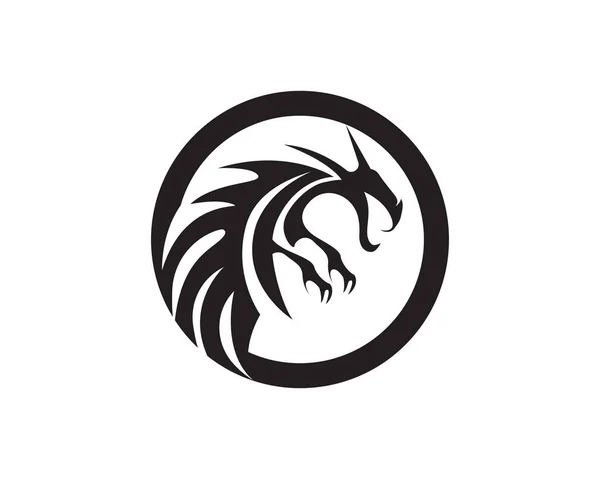 Dragão cabeça cor plana logotipo modelo vetor ilustração —  Vetores de Stock