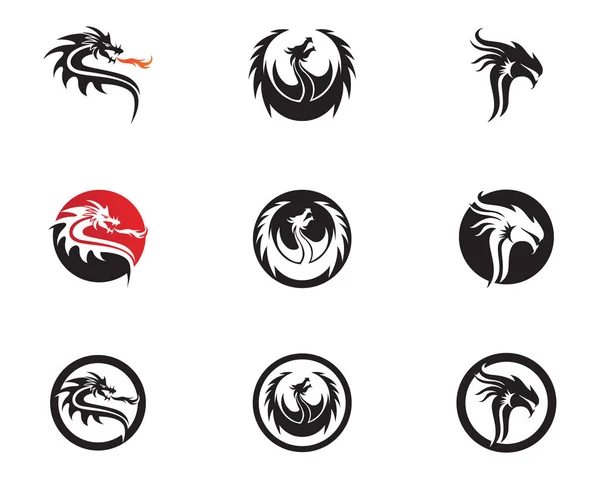 Dragão cabeça cor plana logotipo modelo vetor ilustração — Vetor de Stock