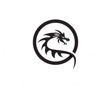 ejderha düz renk logo şablonu vektör çizimi