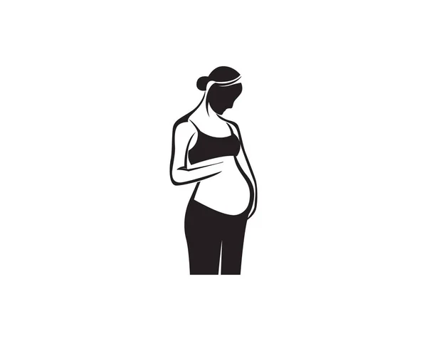 Pregnant woman line art symbols template vector — Stock Vector