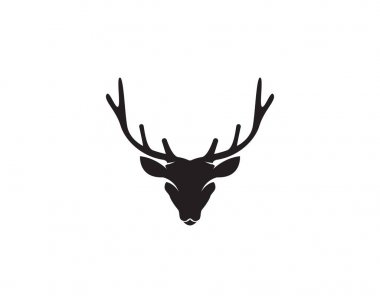 Baş geyik hayvan logosu siyah siluet simgeleri