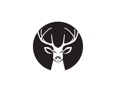 Baş geyik hayvan logosu siyah siluet simgeleri