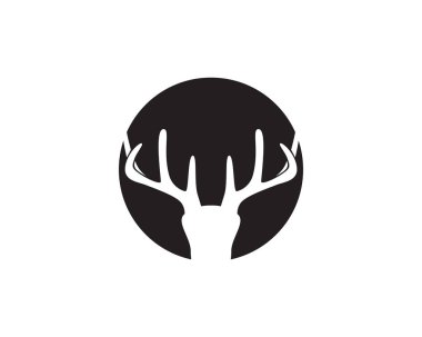 Baş geyik hayvan logosu siyah siluet simgeleri