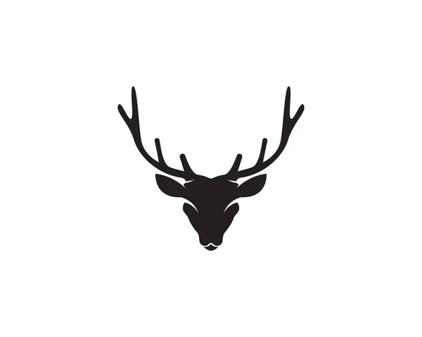 Huvud rådjur logotyp svart siluett ikoner — Stock vektor