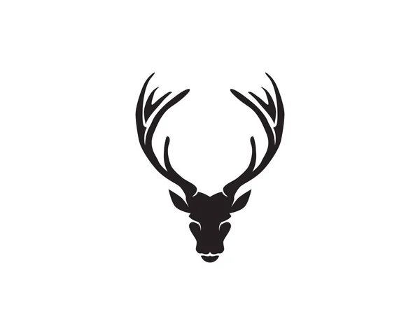 Testa di cervo animali logo icone sagoma nera — Vettoriale Stock