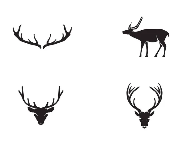 Cabeza ciervos animales logo negro silueta iconos — Vector de stock