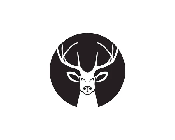 Baş geyik hayvan logosu siyah siluet simgeleri — Stok Vektör