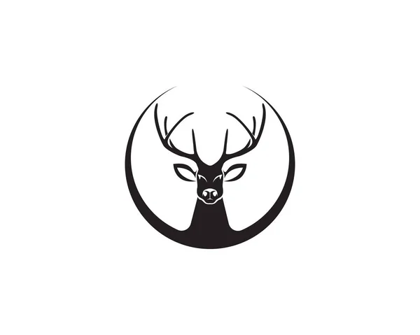 Cabeza ciervos animales logo negro silueta iconos — Vector de stock