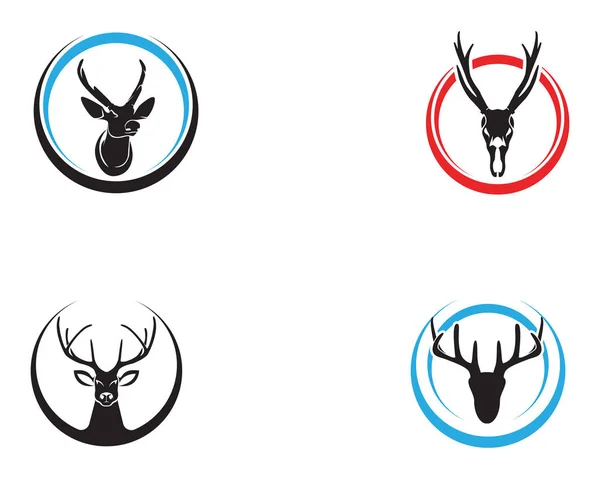 Cabeza ciervos animales logo negro silueta iconos — Vector de stock