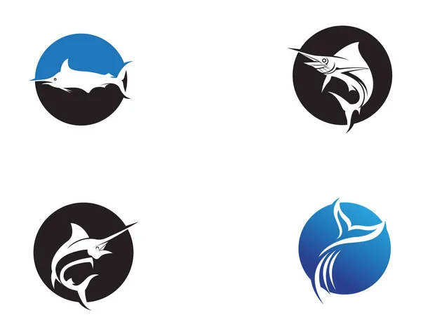 Marlin jump fish logo and symbols icon
