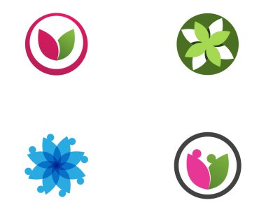 lotus çiçeği logo ve sembolleri vektör yaprak