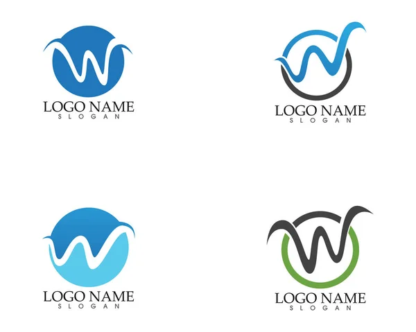 W Brief Welle Logo Vorlage Vektor Illustration — Stockvektor