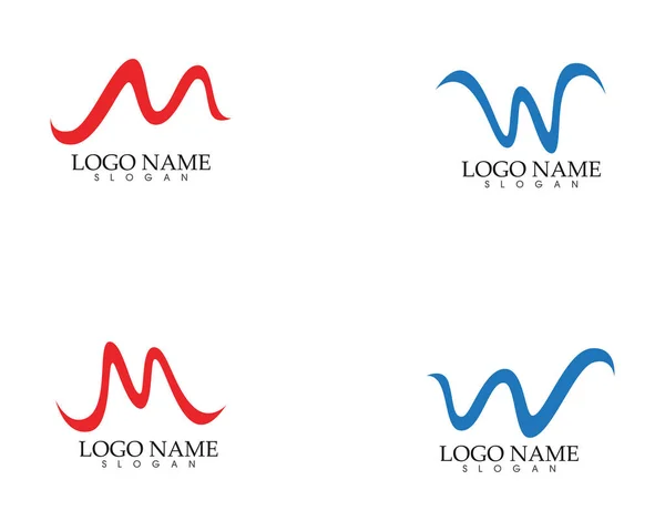 W m letra onda logotipo modelo vetor ilustração —  Vetores de Stock