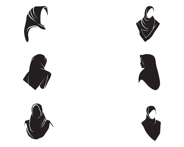 Hijab women black silhouette vector icons app — Stock Vector