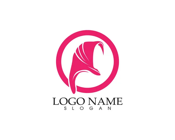 Logo et symboles de silhouette femme hijab — Image vectorielle