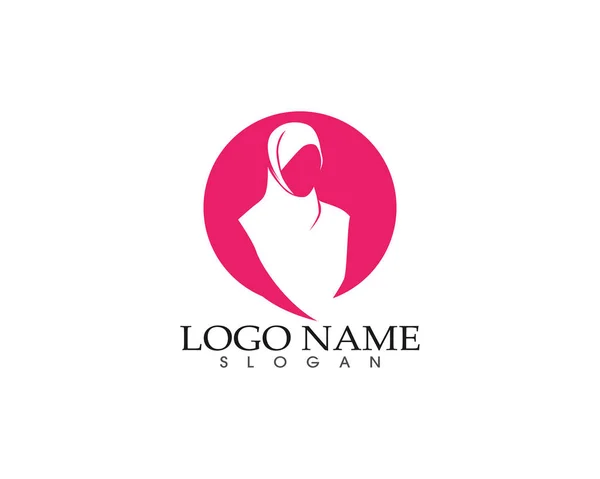 Logo et symboles de silhouette femme hijab — Image vectorielle