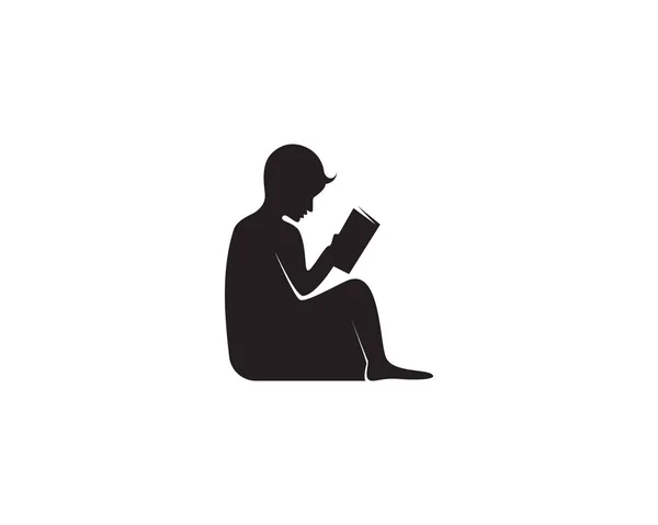 Leesboek logo en symbolen silhouet illustratie zwart  . — Stockvector