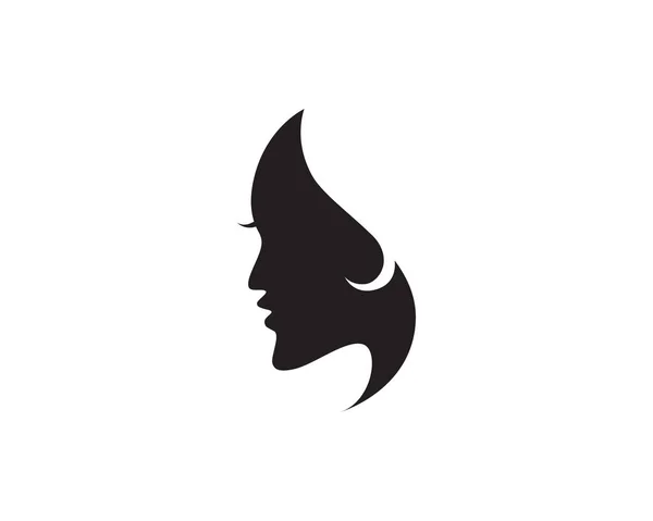 Mujer del pelo y el logotipo de la cara y símbolos vector — Vector de stock