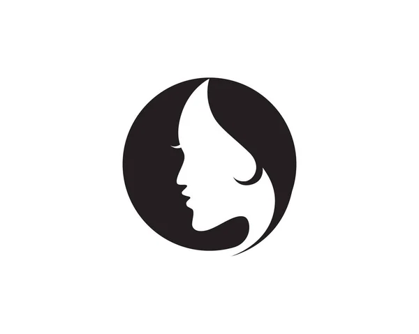 Mujer del pelo y el logotipo de la cara y símbolos vector — Vector de stock