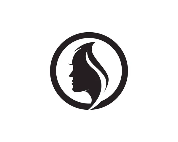 Mujer del pelo y el logotipo de la cara y símbolos vector — Vector de stock