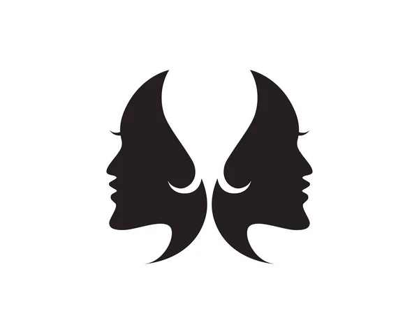 Mujer del pelo y el logotipo de la cara y símbolos vector — Vector de stock