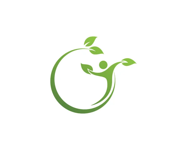 Yeşil doğa sağlık logo ve semboller insanlar yaprak.. — Stok Vektör