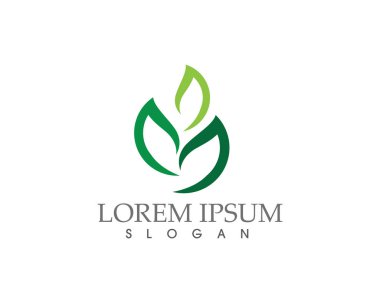 Yeşil yapraklı ekoloji doğa element ikonu logoları