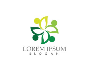 Ağaç yeşil insanlar kimlik kartı vektör logo şablonu..