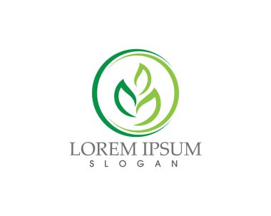Yeşil yapraklı ekoloji doğa element ikonu logoları