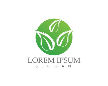 Yeşil yapraklı ekoloji doğa element ikonu logoları