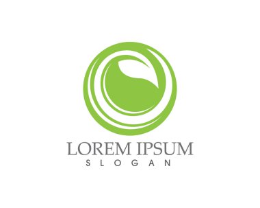 Yeşil yapraklı ekoloji doğa element ikonu logoları